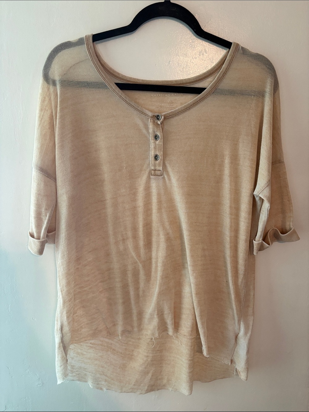 American Eagle Outfitters Light Beige Henley Tee Size XS